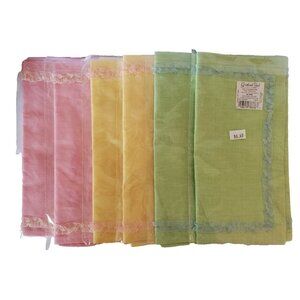 Brunch Napkin Set of 6 Pastel Yellow Pink Green Grasslands Road Ruffled Linens